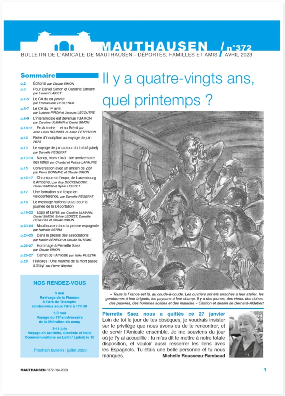Couverture numéro 372 du bulletin de l'amicale de mauthausen