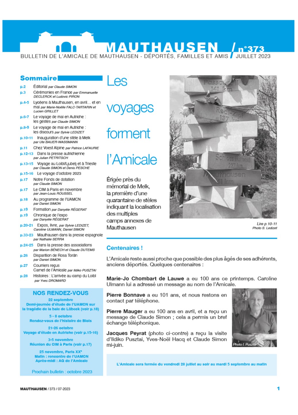 Couverture numéro 373 du bulletin de l'amicale de mauthausen