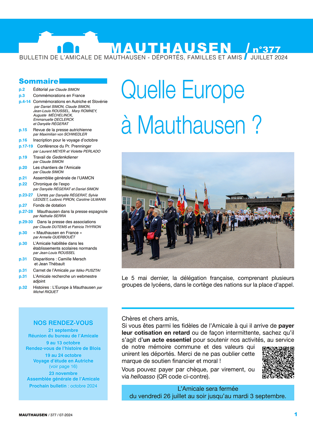 Couverture numéro 377 du bulletin de l'amicale de mauthausen