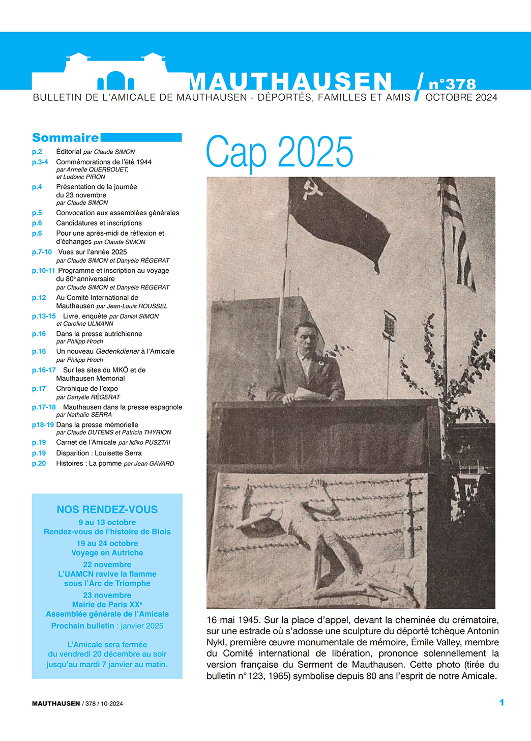 Couverture numéro 378 du bulletin de l'amicale de mauthausen