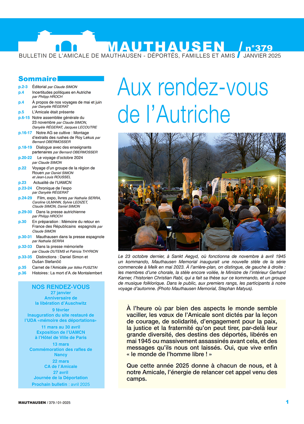 Couverture numéro 379 du bulletin de l'amicale de mauthausen