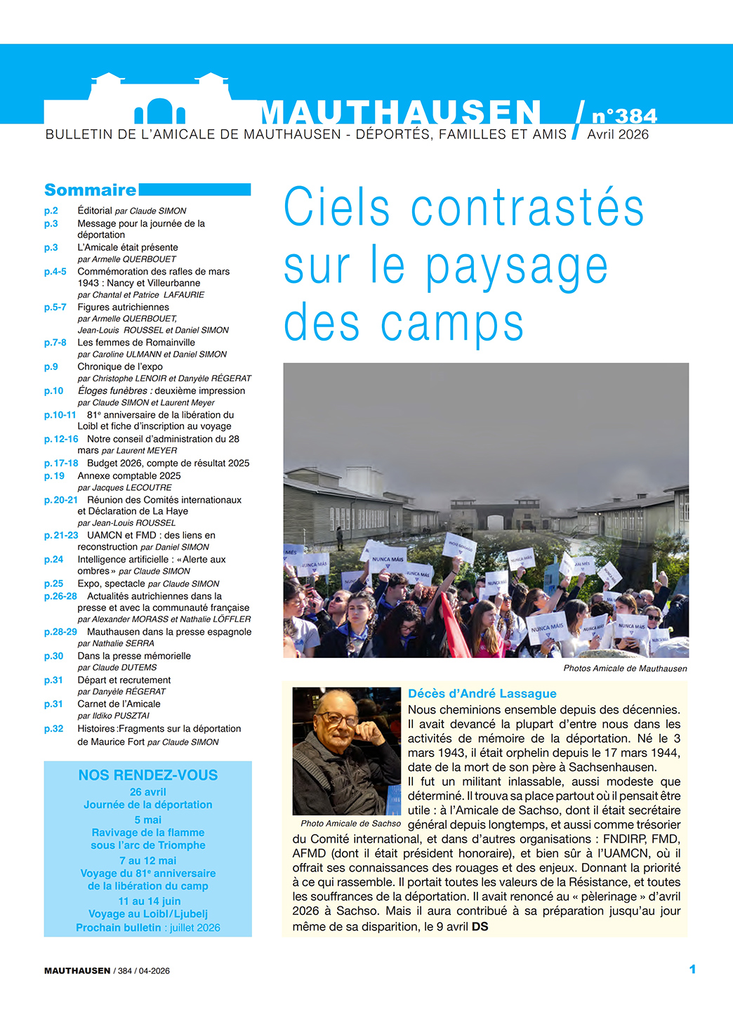 Couverture bulletin n° 384 de l'amicale de Mauthausen